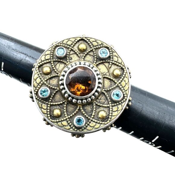 Echo of the Dreamer Womans Ring Blue Topaz Sterling Silver Size 7 Mars Valentine - Picture 11 of 12